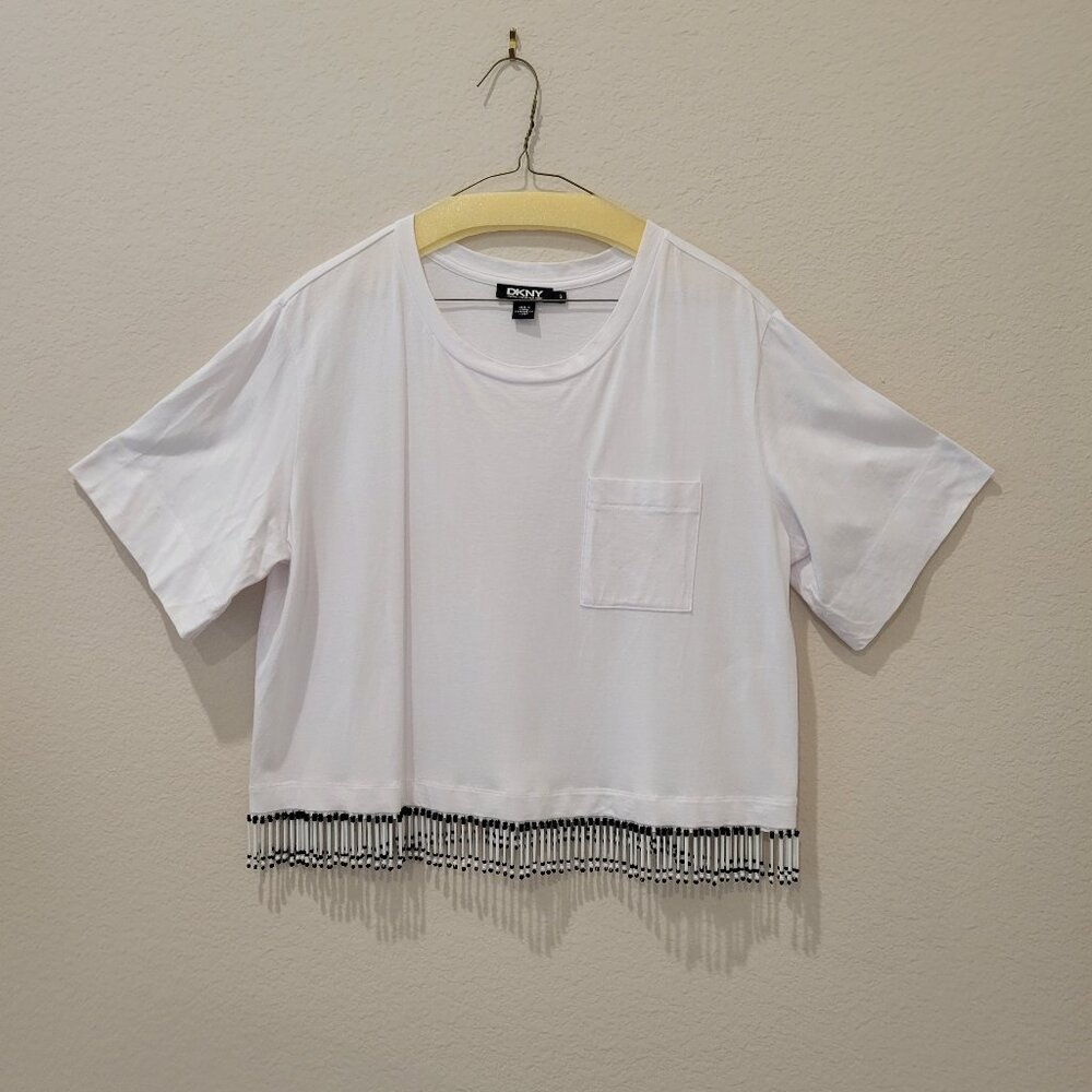 DKNY Oversize Tee With Beading at Hem, size S